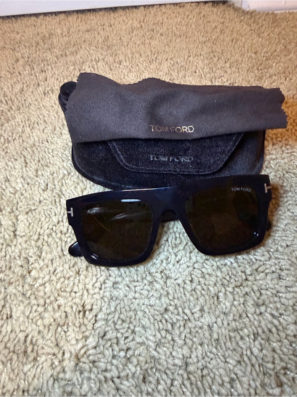 Tom Ford Black Oversized Square Sunglasses